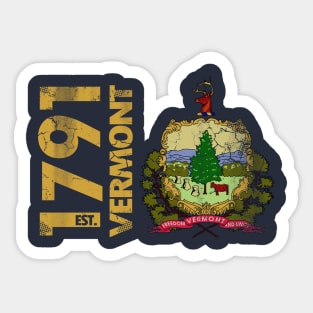 Vintage Vermont Est 1791 State Flag Home Love Sticker